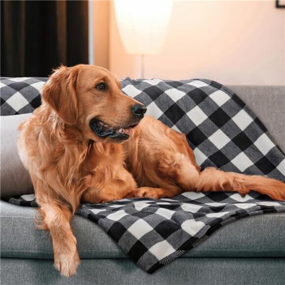 Plaid Fleece Throw Blanket for Couch, Black & White Checkered Flannel Blanket - Picture 4 of 7